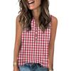 Women's Casual Fashion Summer Print Tank Top V-neck Sleeveless Button Up Top