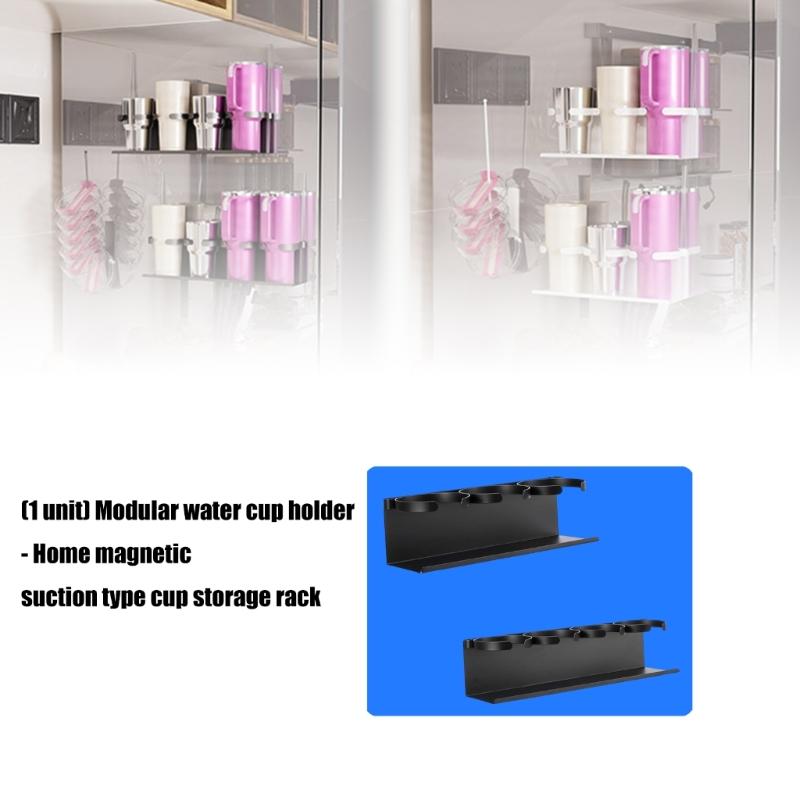 3/4 Cup Modular Magnetic Cup Holder For Refrigerator Kitchens Storage Organizers With Sturdy Carbon Steel Construction