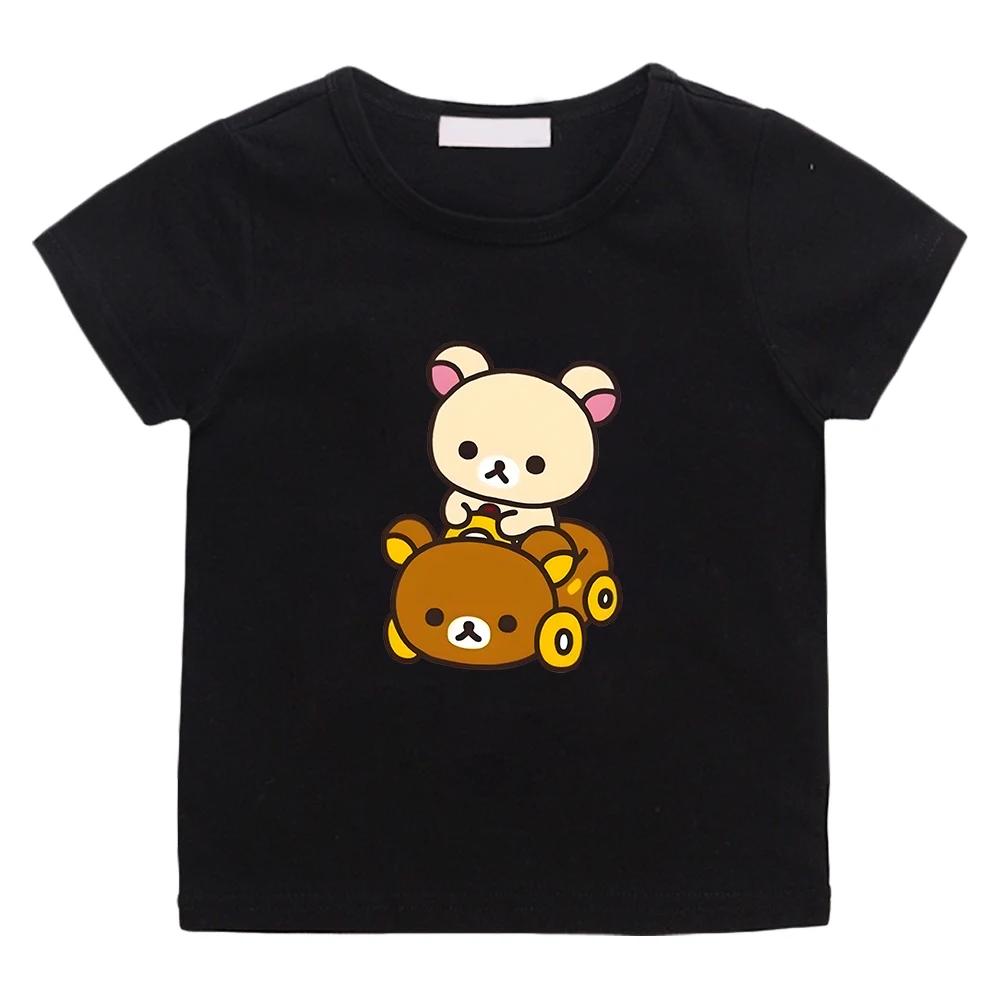 Rilakkuma Bear Kawaii Printing Tshirt 100 Cotton Short Sleeve Casual Teeshirt Funny Cartoon Graphic Print Tshirts Comfortable