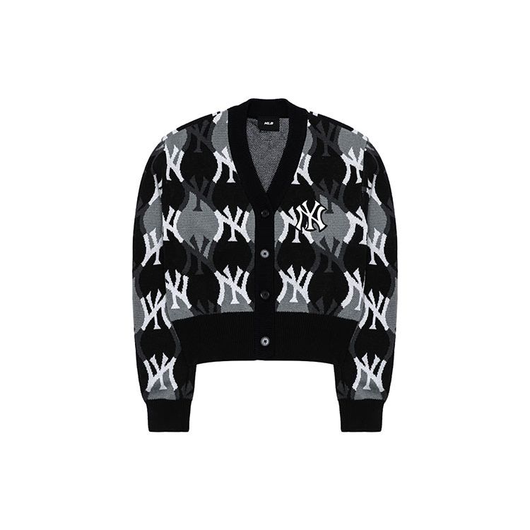 New York Yankees FW22 Buchstabenförmiger Jacquard-Strickjacke Pullover Damenpullover Schwarz 3FKCY0124-50BKS XS gray