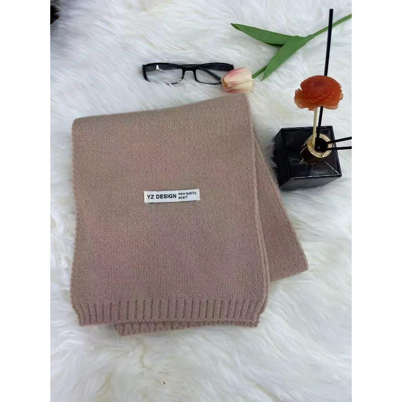 New Korean Style Soft and Skin Friendly Solid Color Versatile Knitted Scarf for Women Winter Warm and Comfortable Scarf Whitening Student Couple