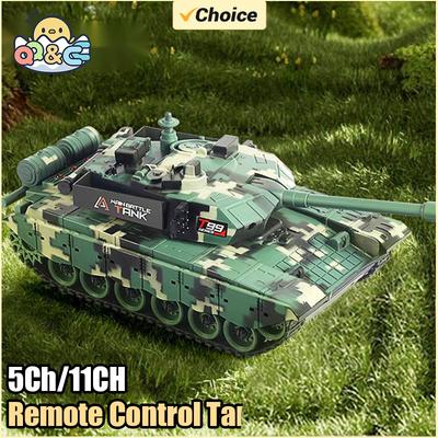 Tanque de Control Remoto con Orugas de 5 Canales/11 Canales Coche RC Juguete con Sonido Luz Vehículo Rastreador por Radio Control Juguetes Eléctricos para Niños Regalos para Niños