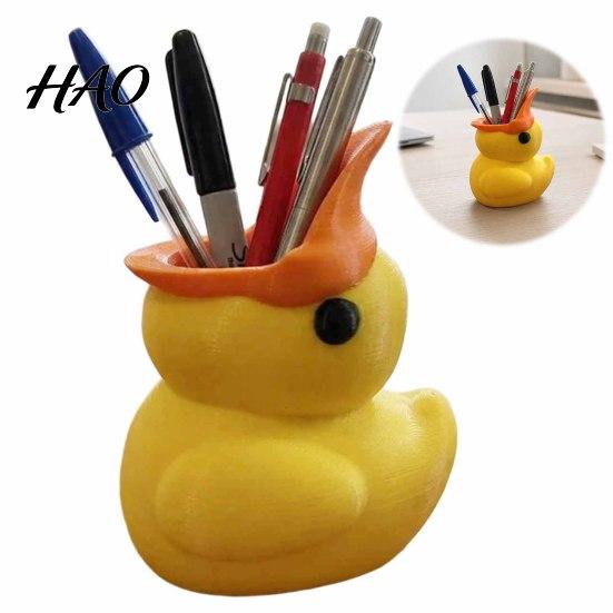 Desk Tidy Organizer Cute Yellow Duck Pencil Holder, Creative PLA Stationery Organizer, Stable Storage Container Desktop Pen Cup Holder for Home Office