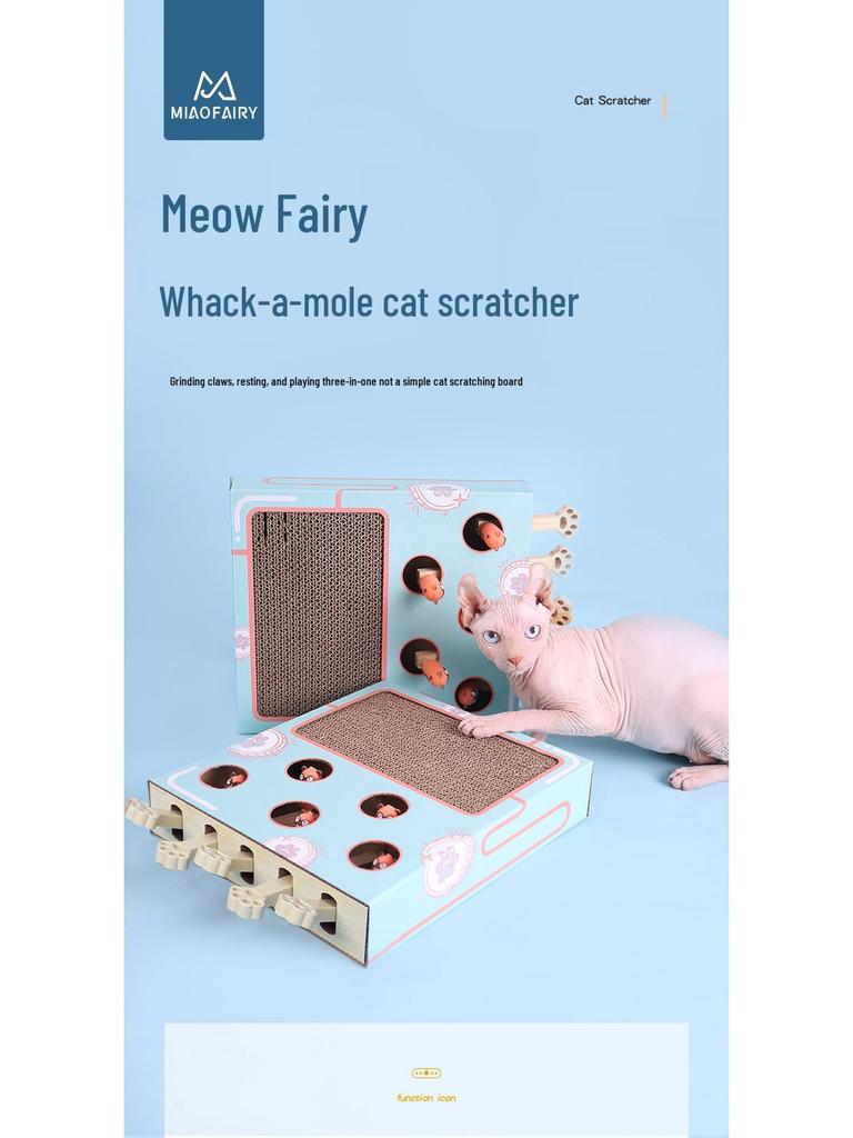 Five-Hole Cat Scratcher & Teaser with Corrugated Paper for Claw Grinding