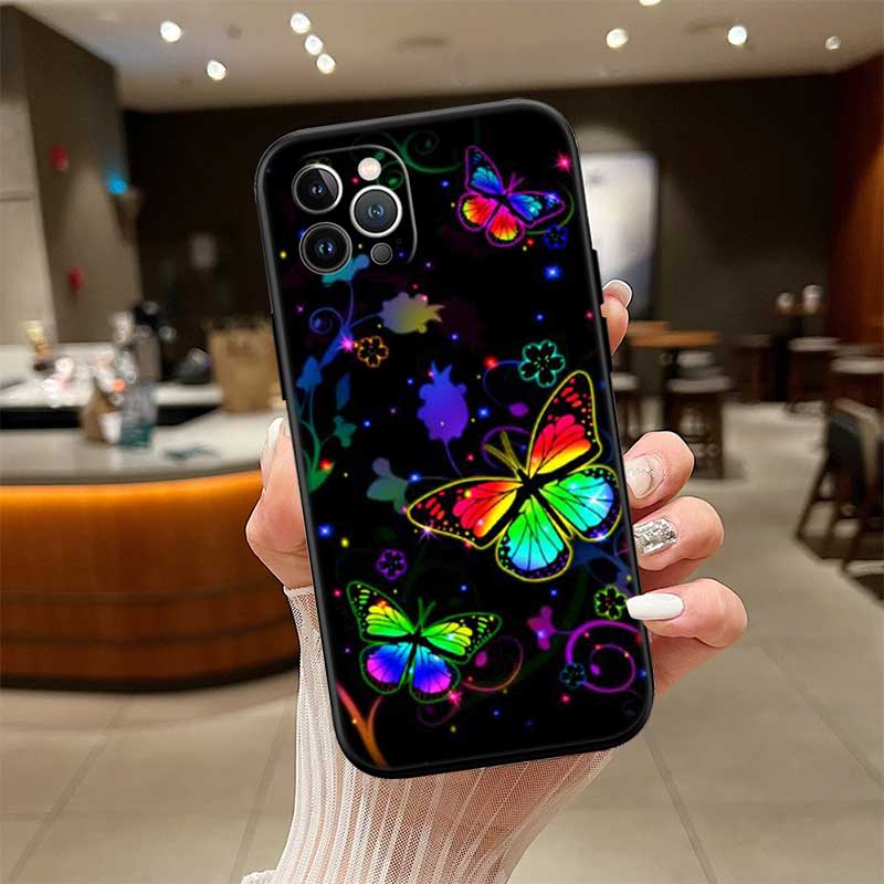 UP22 Colorful Butterfly New High-End Shell Phone Case for iPhone 16 15 14 13 12 Pro Max Plus Mini