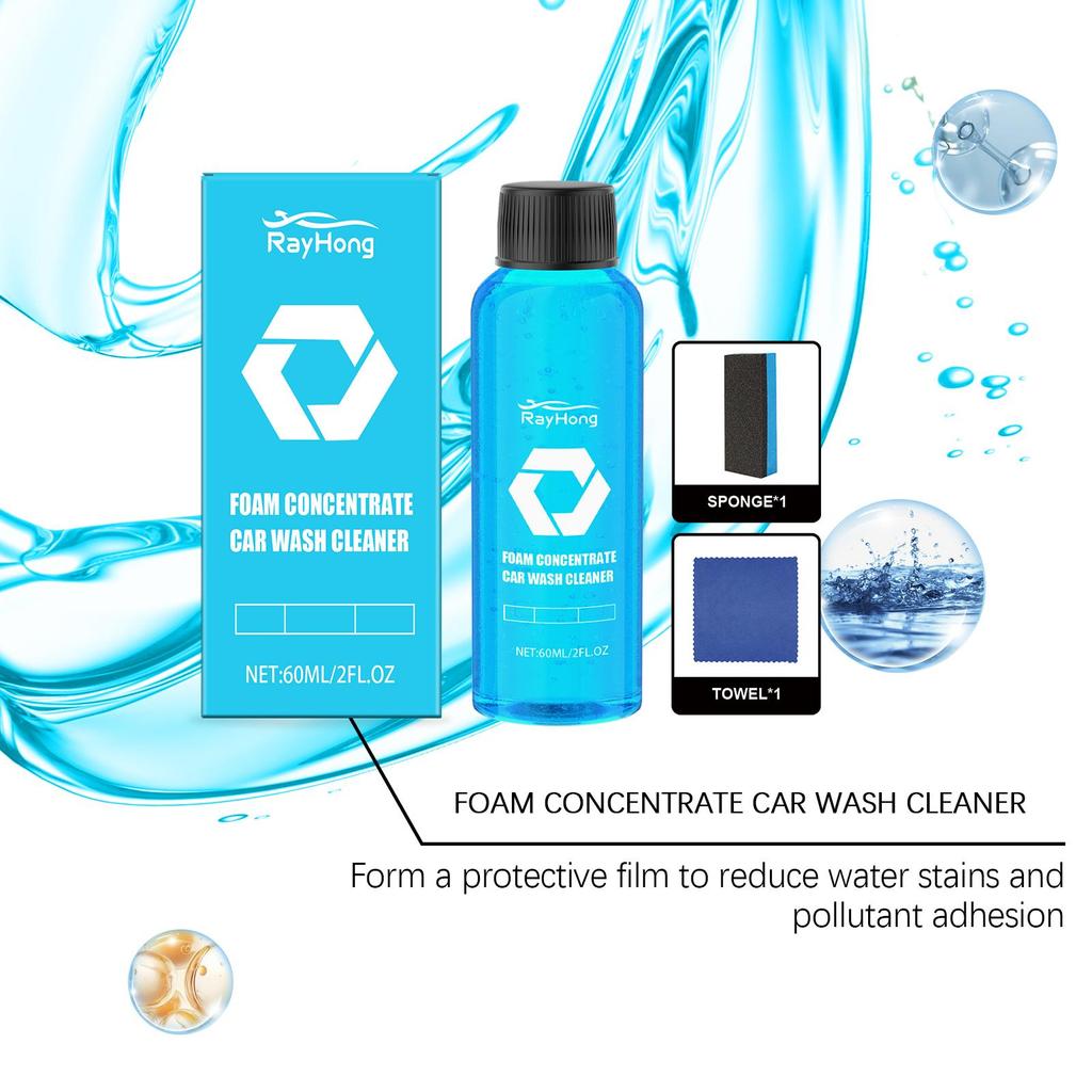 Rayhong Car Wash Cleaner, Car Cleaning and Polishing Waterproof and Stain-Resistant 2-in-1 Universal Cleaning Agent 60ml