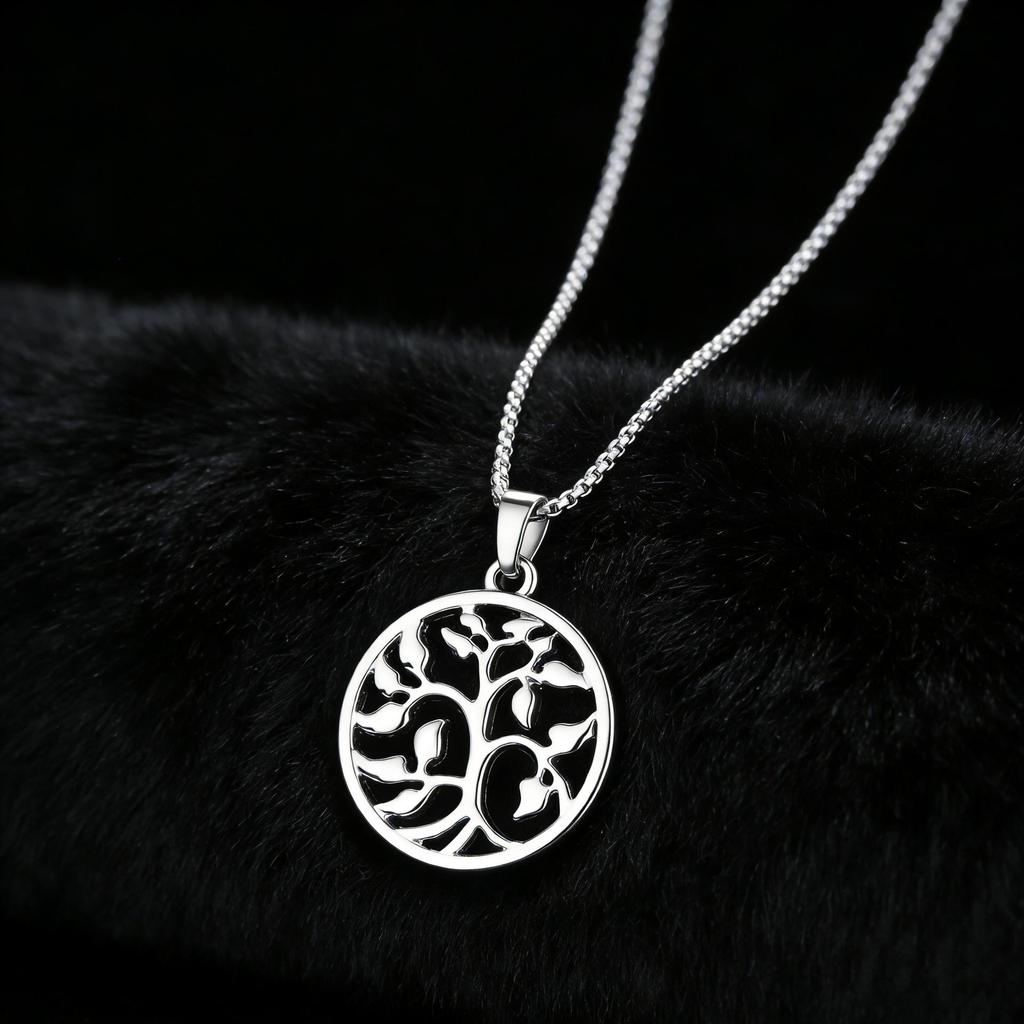 European & American Style Hollow Tree of Life Stainless Steel Pendant Necklace