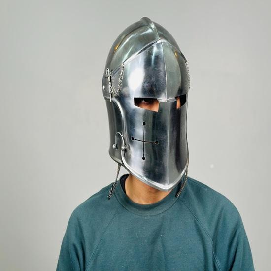 Barbuta Helmet Medieval 18g Mild Steel LARP Cosplay Halloween Costume Barbuta Visored Warrior Helmet Best Gift