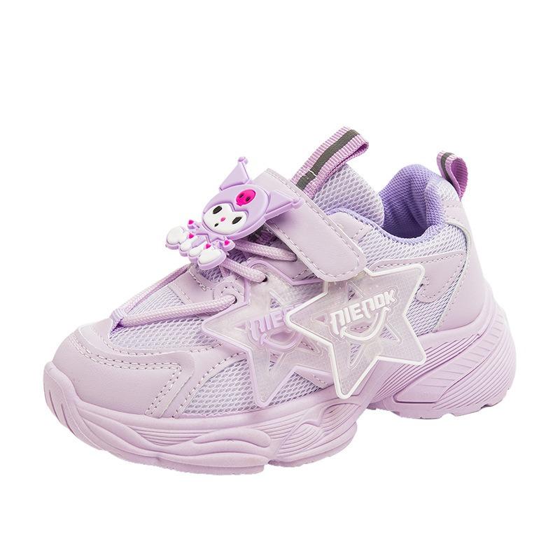 Girls Purple Breathable Mesh Thick Sole Velcro Casual Kids Sneakers 26 фиолетовый