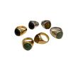 Titanium Steel Oval Agate Stone Gold Ring - Women's Niche Fashion Accessory