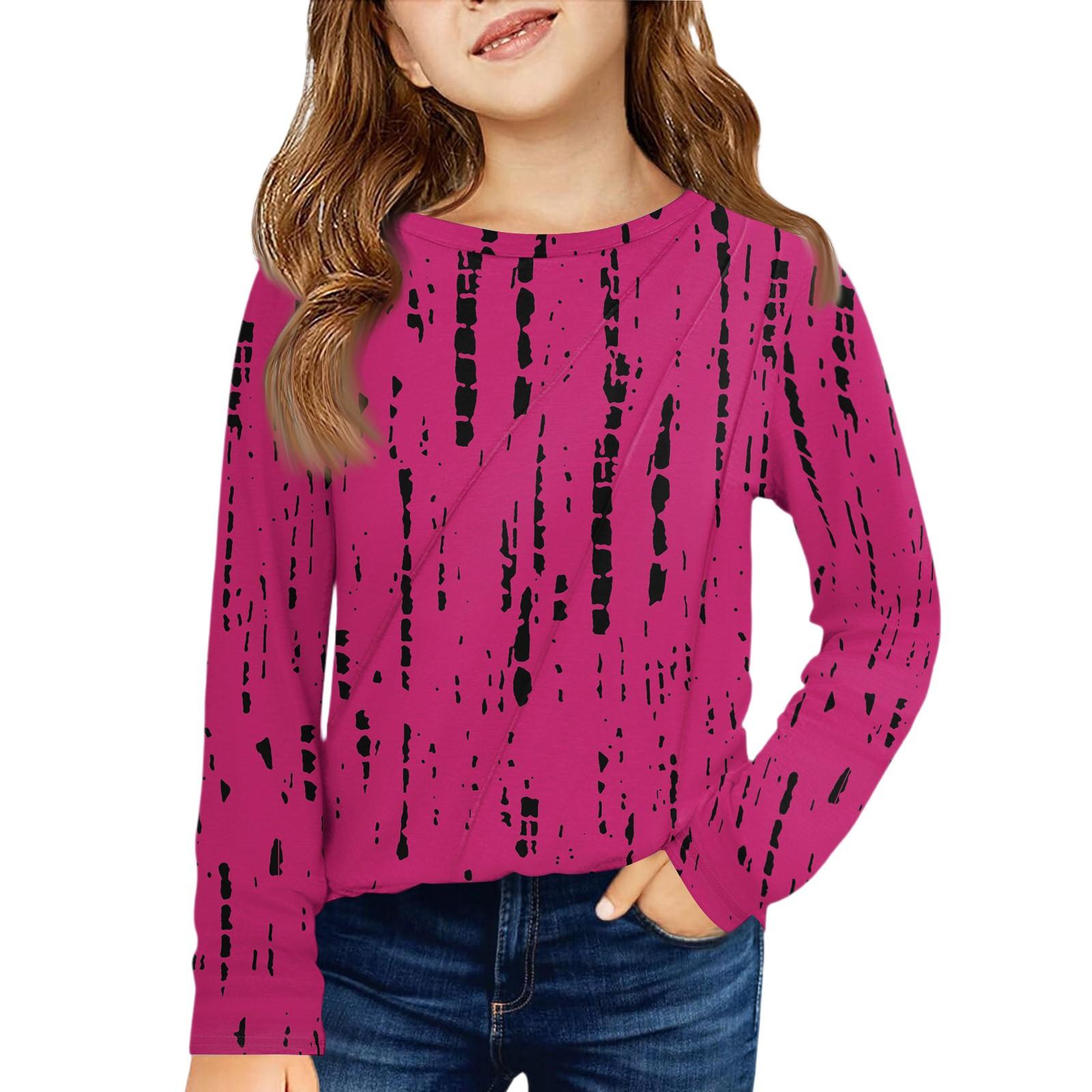 

Девичья футболка с длинным рукавом - Плиссированный круглый вырез, повседневный топ 160