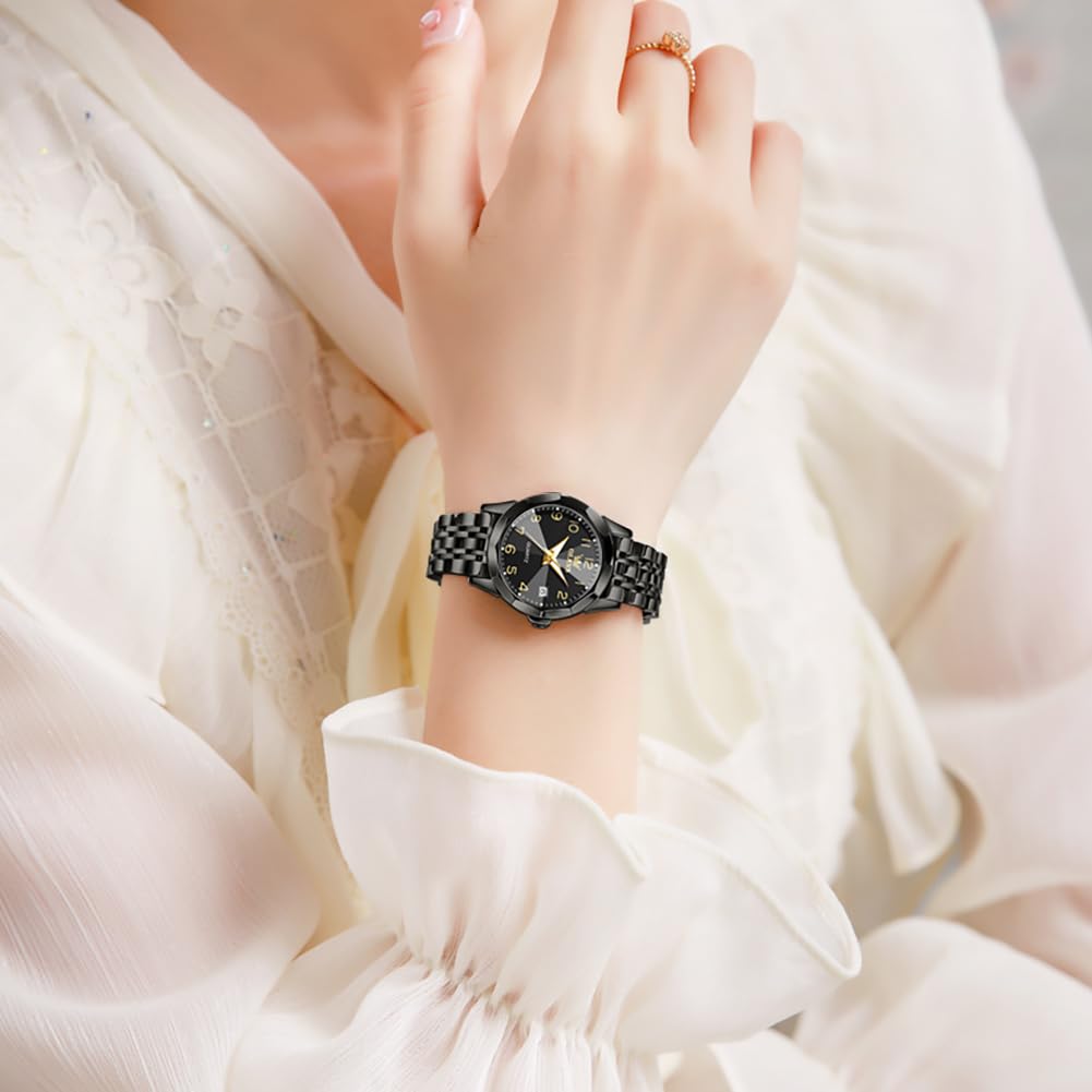 OLEVS Women's Watch Japanese Quartz Stainless Steel Band Classic Dial Luminous Waterproof Business Ladies Watch Popular Stylish Cute Gift