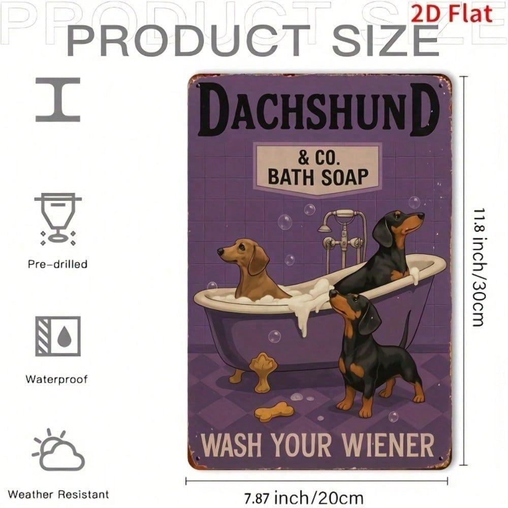 Vintage Dachshund Metal Sign 8x12 Inch Classic Short Legged Dog Wall Art Unique Home Bathroom Decor