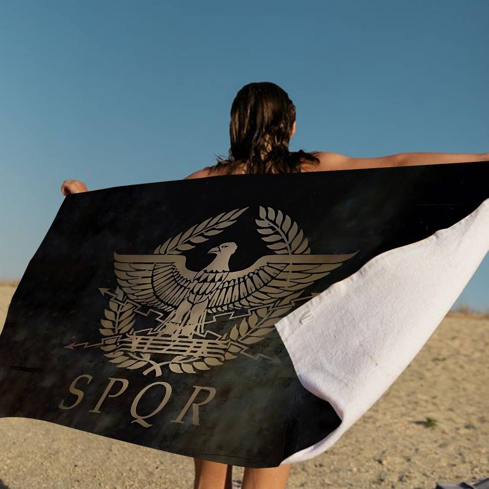 Roman SPQR Printed Microfiber Printed Beach Towel Mountain Climbing Yoga Beach Swimming Running Absorbent Soft Towel