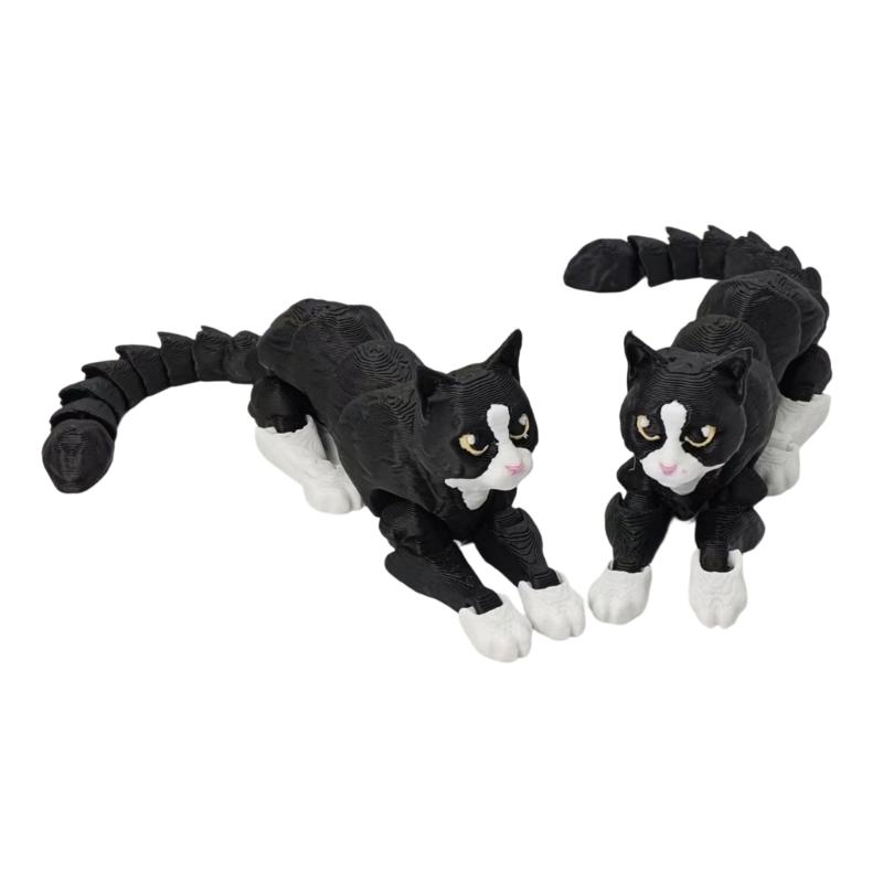 3D Printed Cats Flexible Joint Articulated Cats Fidgety Toy Ornament Desktop Pet Decorations 3D Printing Action Figures