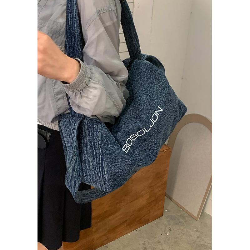 

Casual denim bag women s 2025 new fashion college pillow bag versatile large-capacity armpit bag