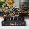 Star Moon Ramadan Wooden Tray Handmade Detachable Middle Dessert Container Funny Food Holder Islamic Muslim Party