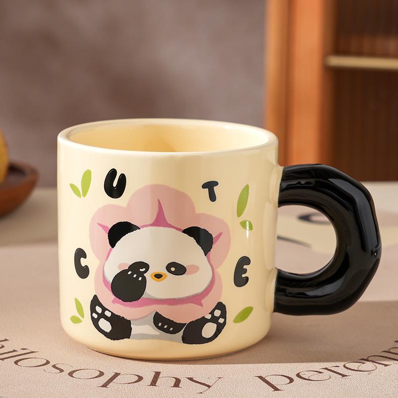 Creative Cartoon Ceramic Cup with Cover with High Appearance Cute Office Couple Water Cup Gift Box Hand Gift Mug