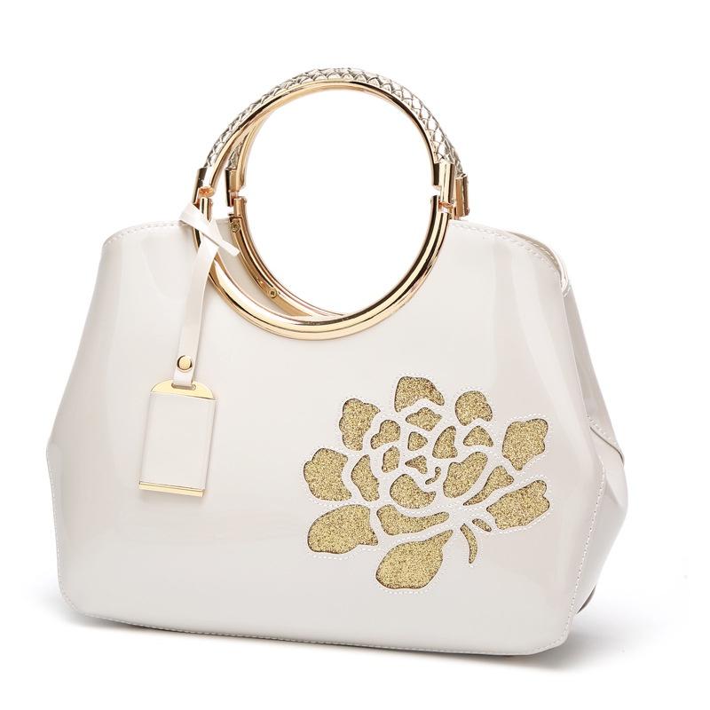 IELGY New fashion patent leather handbag women glossy shell one shoulder diagonal bag