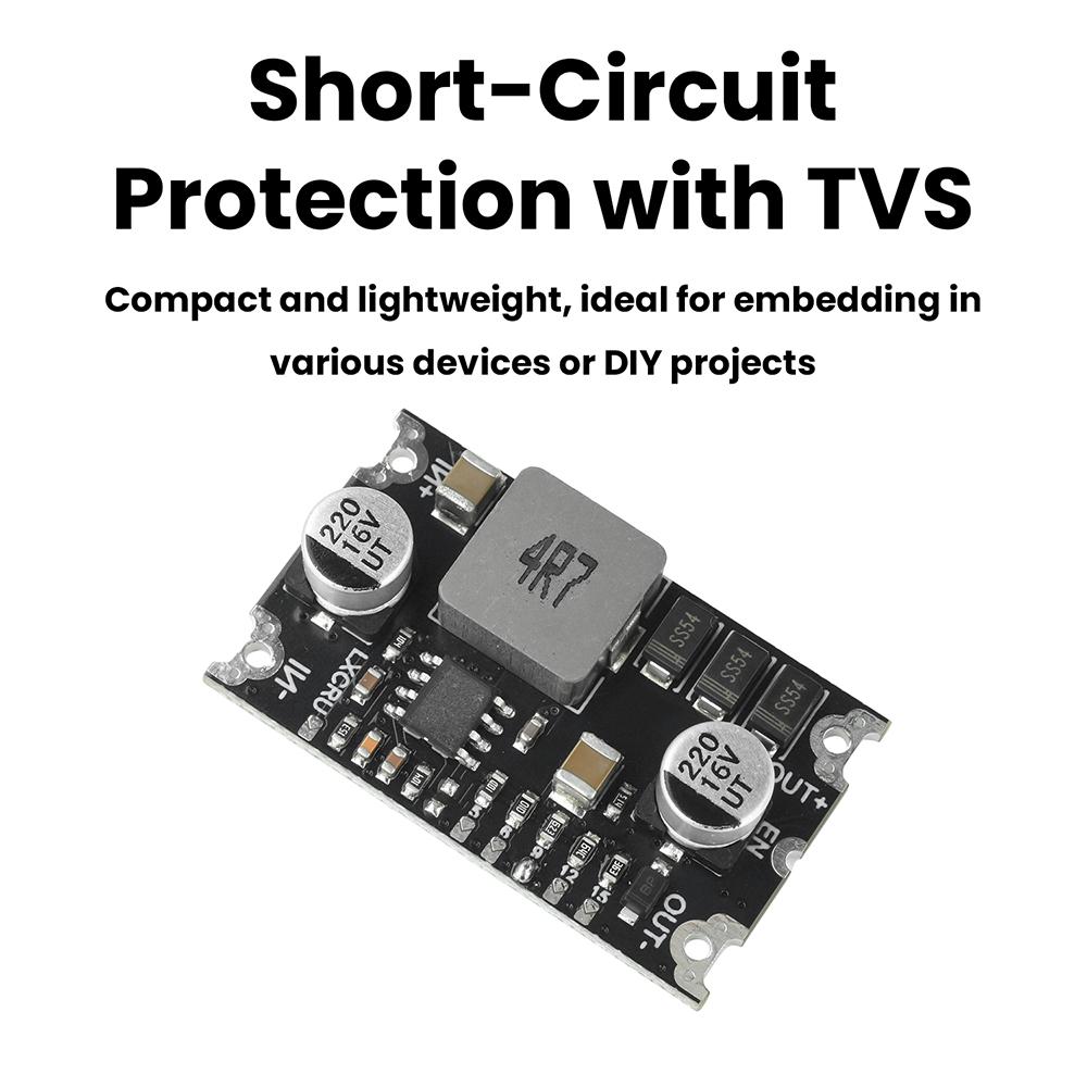 6A DC-DC Step up Converter 3-15V to 5V 6V 9V 12V 15V Fixed Output Boost Power Module Over-Temp Short Circuit Protection with TVS