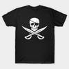 Men Black Print T-shirt Pirate Flag No-Cut Transfer Paper Print Cotton Tshirt