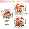 3Pcs Red 3D Poppy Flowers Toilet Seat Wall Sticker Self-Adhesive DIY Removable Watercolor Bouquet Toilets Stickers for Cistern Bathroom WC Restroom
