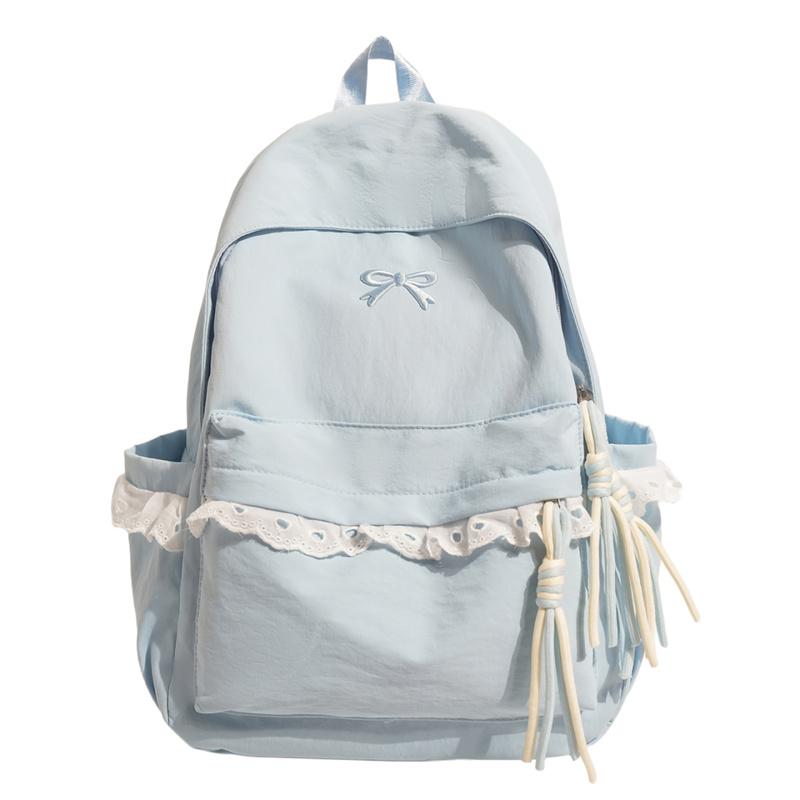 Zaino in Pizzo con Fiocco Ricamato Borsa Scolastica per Studenti