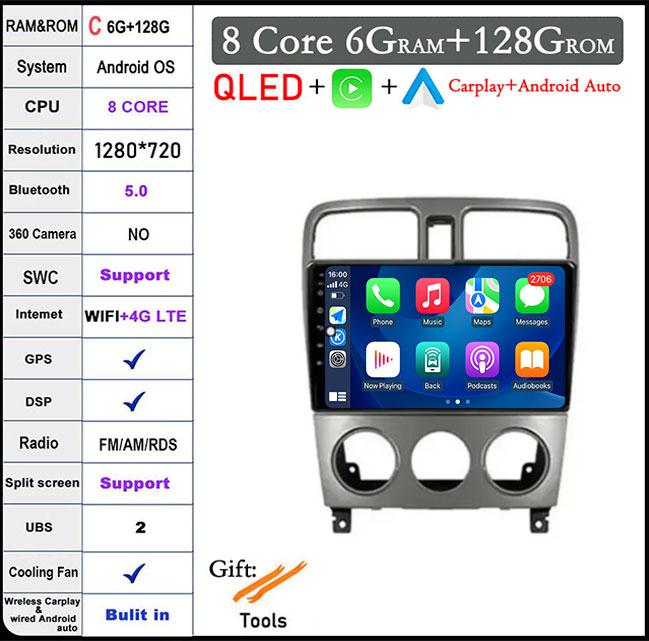 Android 14 For Subaru Forester SG 2002 - 2008 Car Player Autoradio Radio GPS TV Multimedia Carplay Lettore Vehicle Navigation