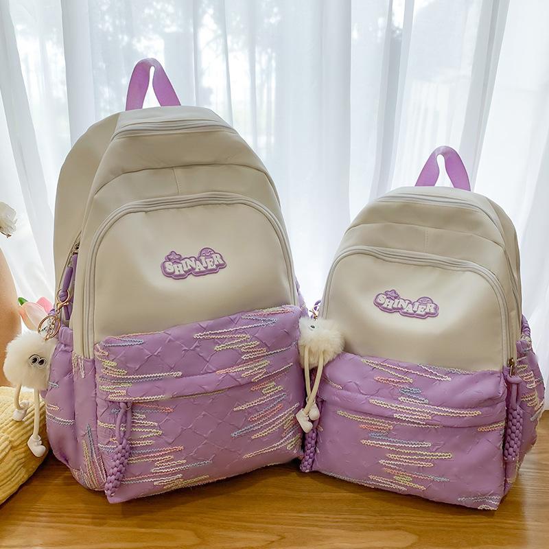 Schoolbag for Children Elementary School Students  Girls Striped Junior High School Students Small Backpack