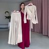 2025 Fall Women's Solid V-Neck Long-Sleeve Ruched Top & Wide-Leg Pants Set