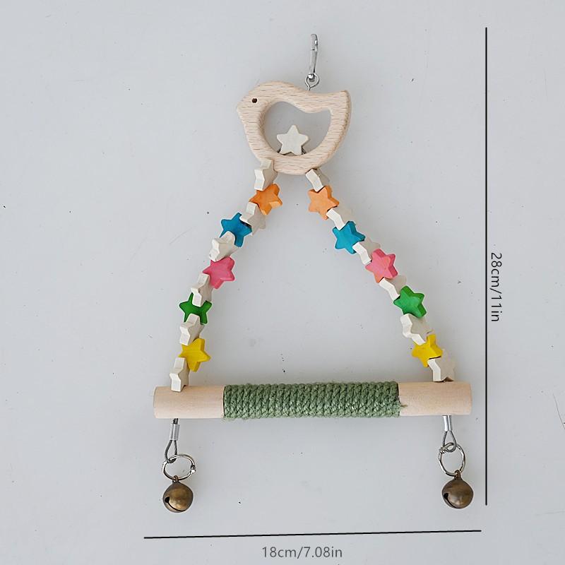 Factory  Colorful Hemp Rope Swings Wooden Chewing and Grinding Toys Parrot Bird Supplies
