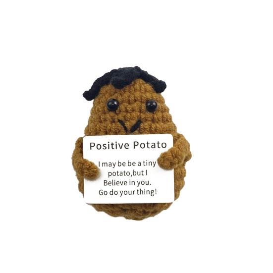 Crochet Doll Positive Knitting Doll Ornament Durable Soft Emotional Support Potato Doll for Home Decoration