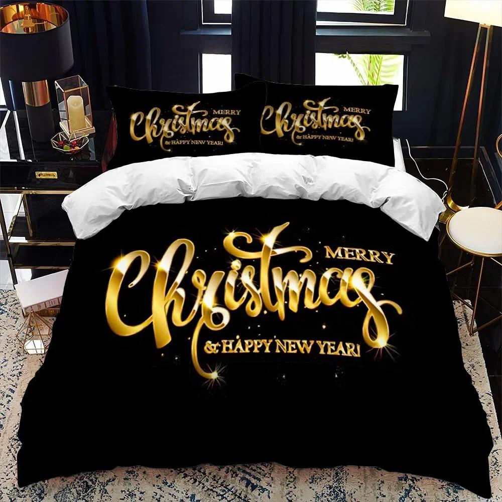 Christmas Duvet Cover Set Winter Red Santa Claus Bedding Set Merry Christmas Gifts for Boys Girls Happy New Year Red Santa