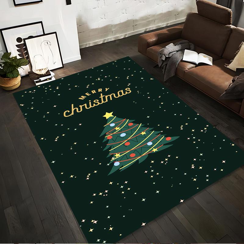 Christmas Tree with Stars Design Rug Non-slip rug suitable for living room and bedroom sofas