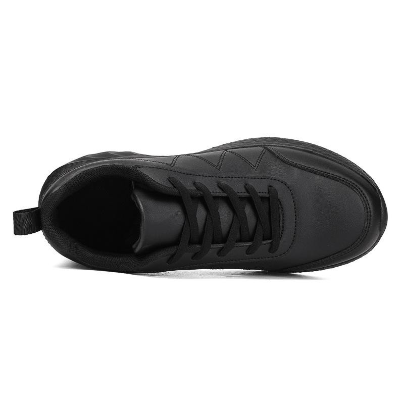 Shoes Spring and Autumn new all-black leather casual sports shoes lightweight waterproof and non-slip running travel shoes
