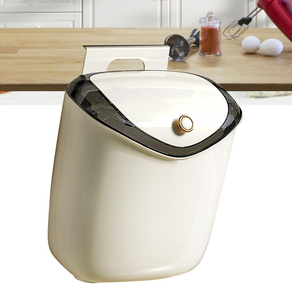Hanging Small Trash Can Wall Mounted Punch Kitchen Compost Bin with Lid for Counter Top Under Sink Bathroom Living Room