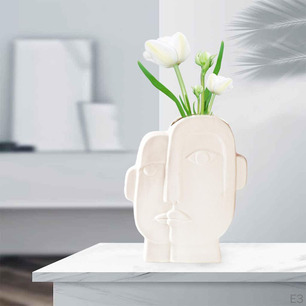 Abstract Ceramic Style Flower Pot Vase Arrangement Statue Novelty Gift Minimalist for Desktop