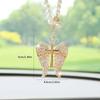 1pc Angel Wings Car Ornament, Gold Cross Pendant Rearview Mirror Decor - Perfect Gift for Women Christians, Car Accessory
