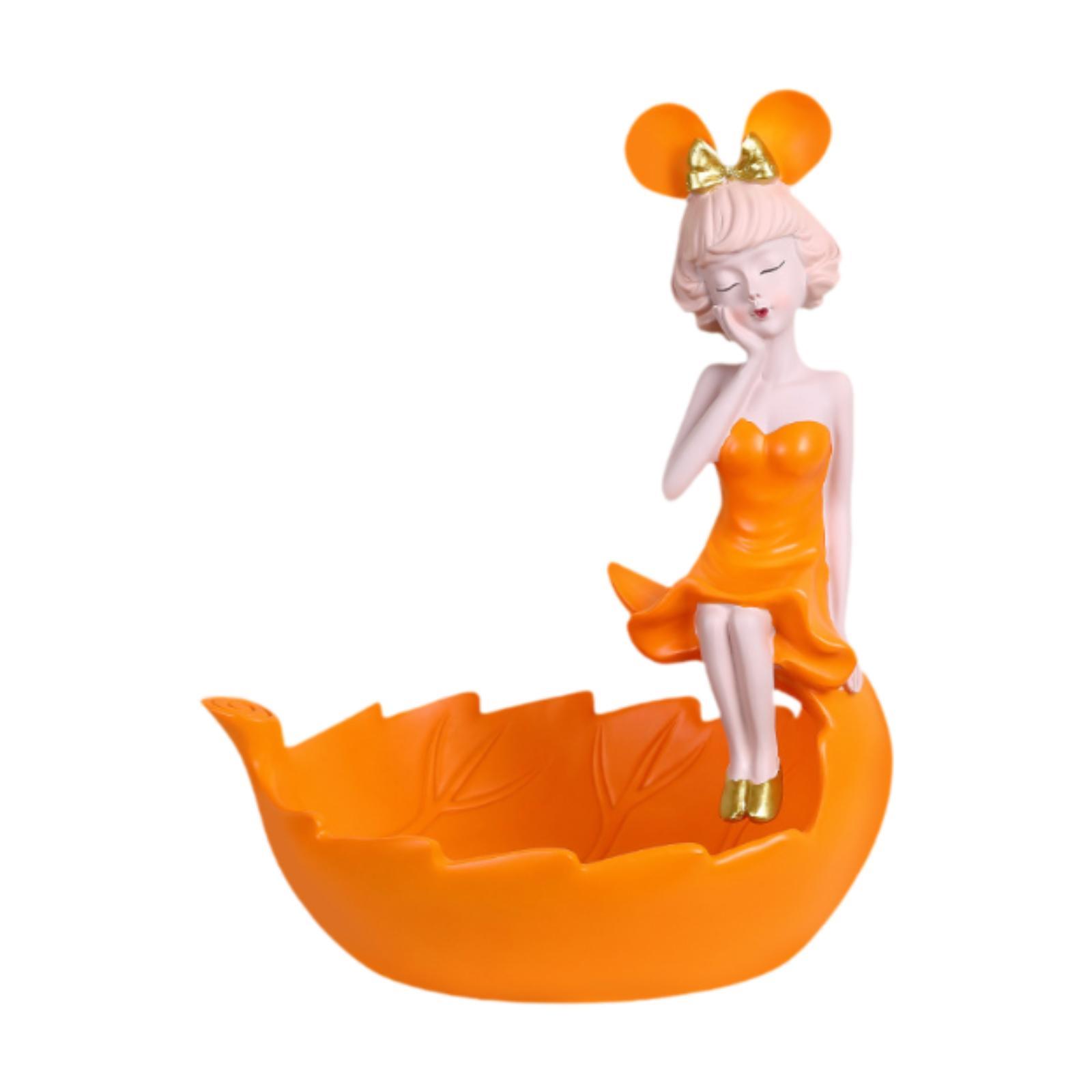 

Чаша для ключей, фигурка девушки, декоративная безделушка, блюдо для входа в спальню, прихожую оранжевый