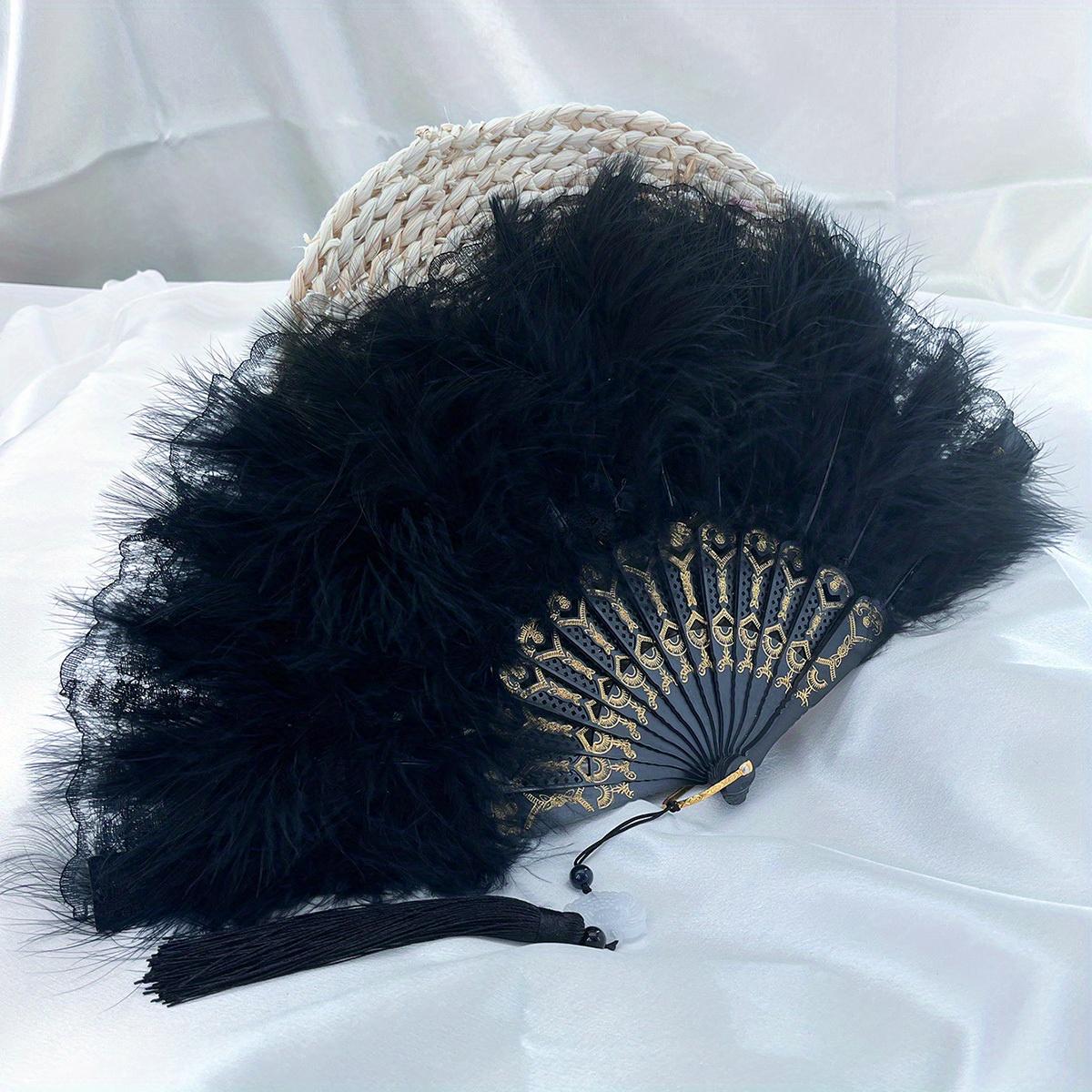 

Плюшевый веер из искусственных перьев в стиле 1920-х годов, маскарадный, складной, в испанском стиле, аксессуары для девичника для женщин чёрный