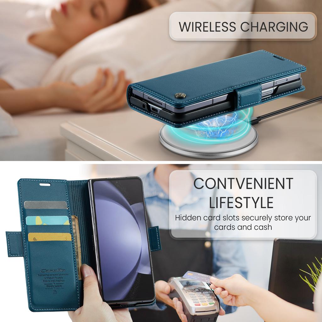 Business Style Folio Flip Leather Case for Samsung Z Fold 8 Ultra 7 6 5 Fold7 Magnetic Kickstand Card Holder Wallet Phone Cove