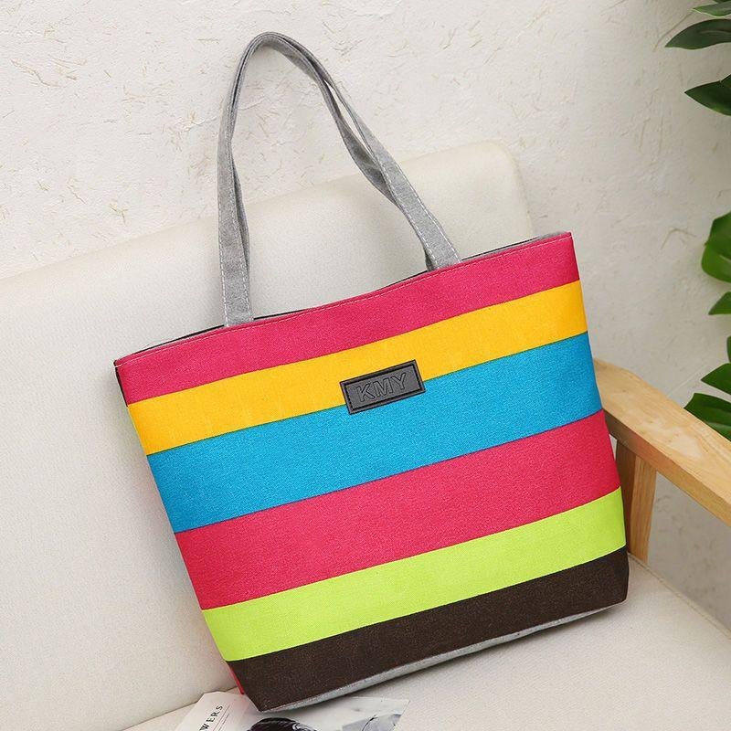 Neue gestreifte Canvas-Tasche leichte Tasche Büroangestellter lässige Schulter tragbar große Kapazität Damen-Tasche