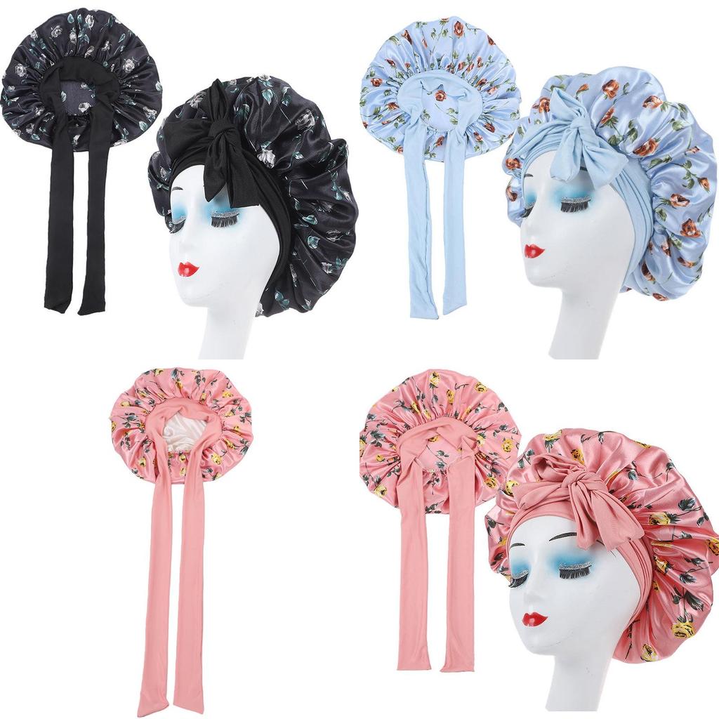 Satin Hair Hat With Digital Floral Design For Comfort And Style