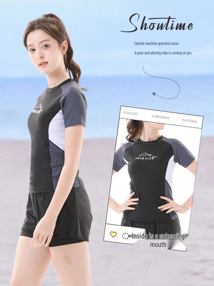 Women's 2026 Slim-Fit Two-Piece Swimsuit: Conservative, Belly-Covering, Professional Sports Briefs