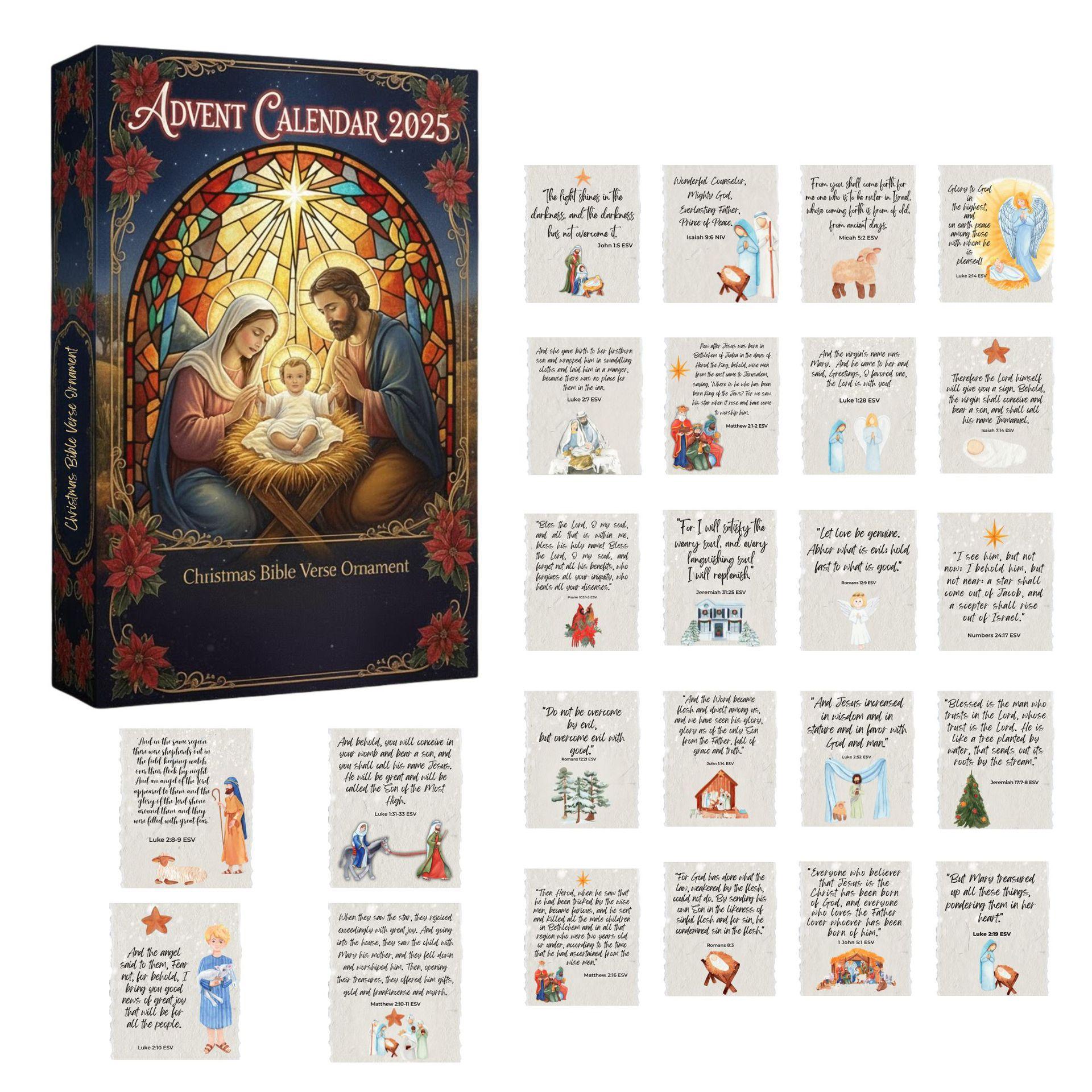 

Christian Christmas Countdown Bright Bible Verse Ornament Advent Calendar Exquisite Nativity Advent Calendar For Family Home