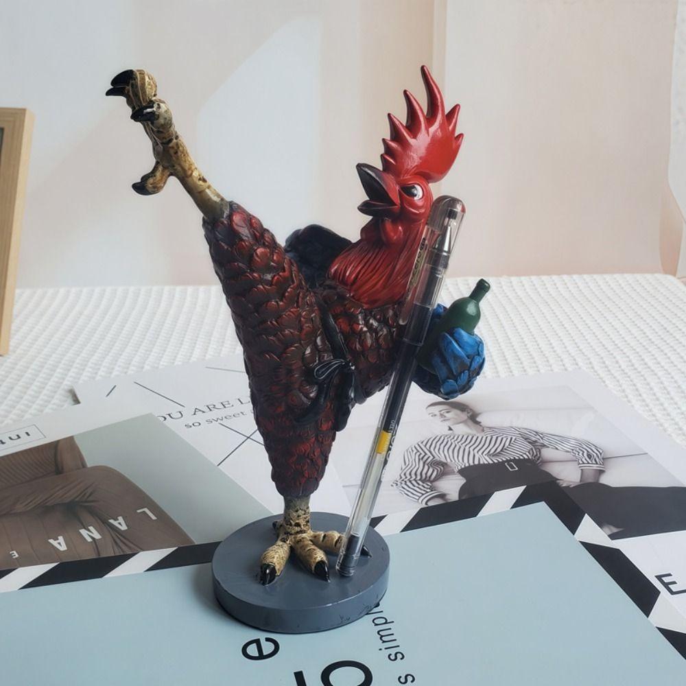 Funny Drunken Kung Fu Chicken Statue Creative Animal Miniatures Figurine Rooster Sculpture Cabinet