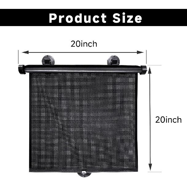 2 Pack Window Sun Shades Retractable Car Curta Window Covers Protect Baby Kids Sun Shade For Car Window UV And Sun Glare Protection Accessories 20" X