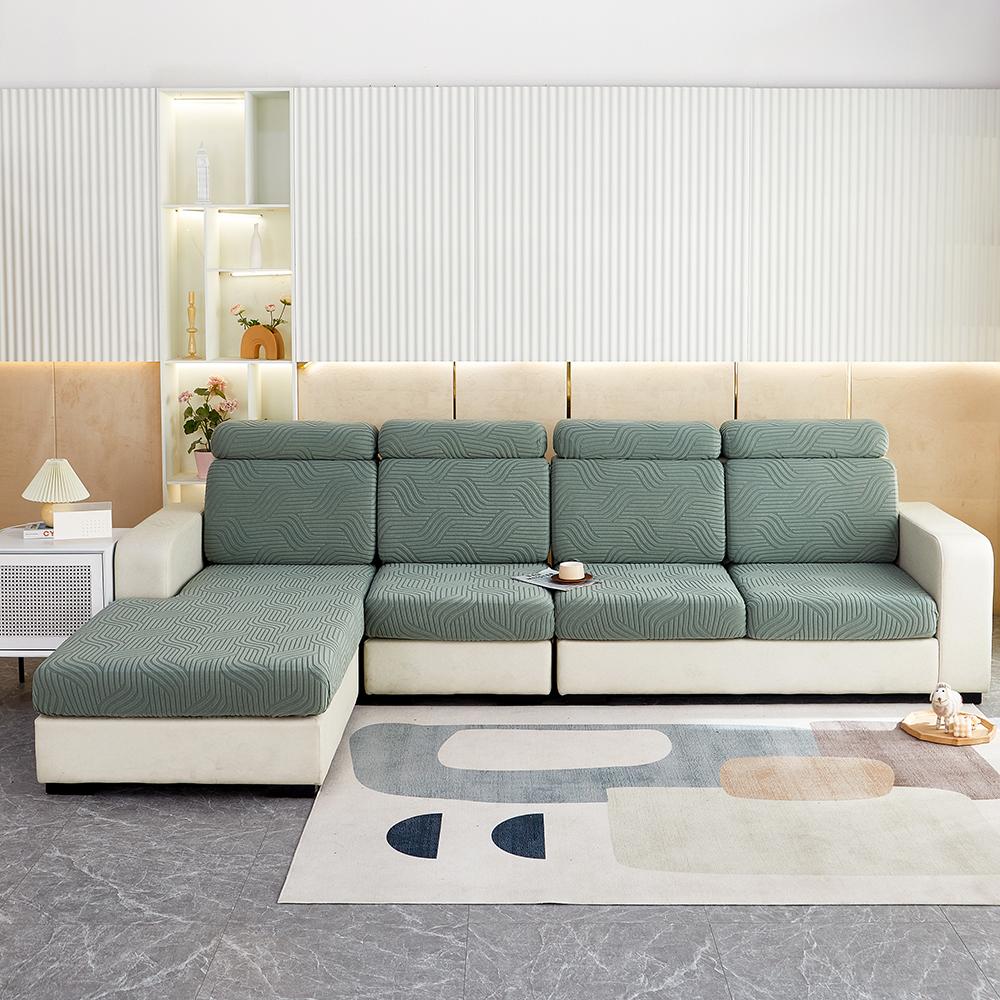 Jacquard Sofa Furniture Seat Cushion Protective Covers Stretchy Soild Colour Anti -Dirty L -Shaped Couch Covers Removable Sofa Slipcover Home Office