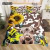 Parure de lit motif vache des Highlands, housse de couette en polyester, motif taureau, bovins, fleurs, animaux sauvages de l'Ouest, couvre-lit de ferme