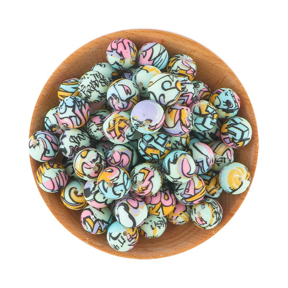 5Pcs 15mm Round Leopard Silicone Printed Beads For Jewelry Making DIY Keychain Necklace Bracelet Jewelry Accessories